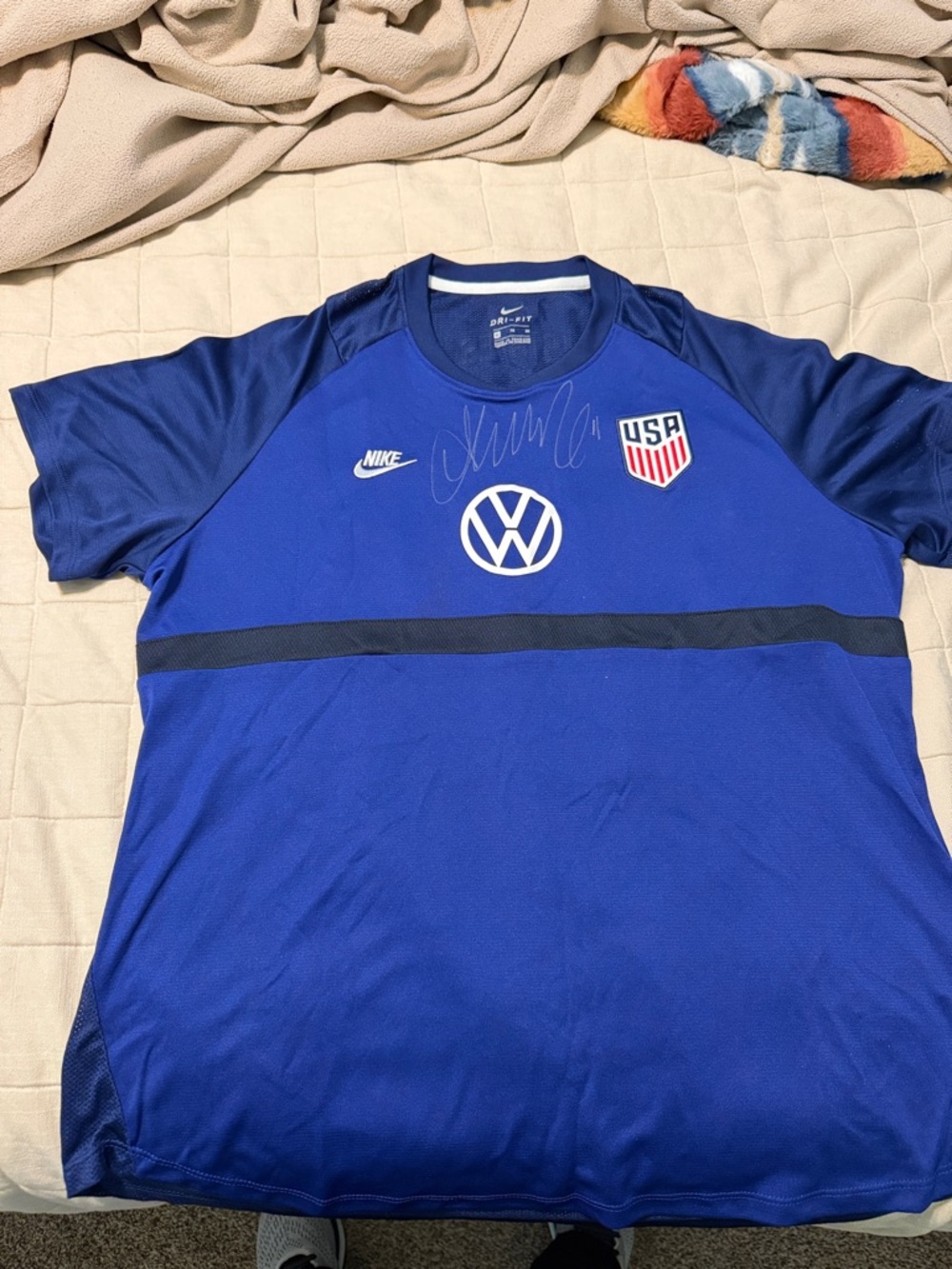 Nike Blue USA Soccer Training Jersey with VW Logo